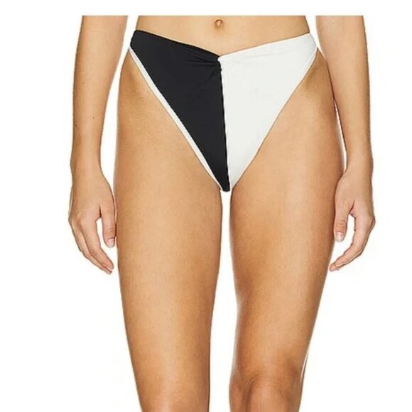 New L*SPACE Jada Bitsy Black/Cream Bikini Bottom Size Large - Picture 2 of 8